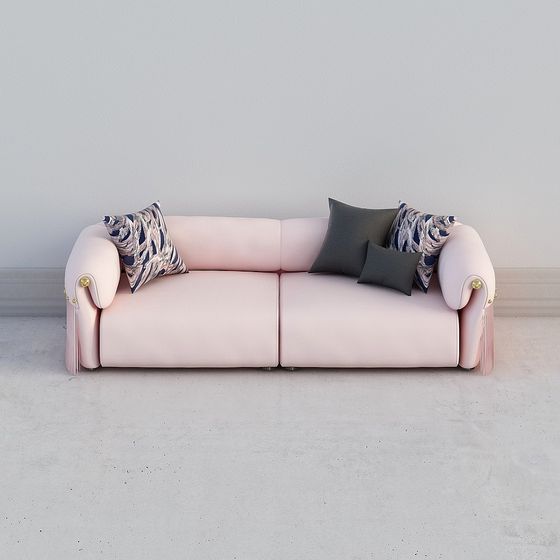Luxurious Pink Velvet Sofa 3D model