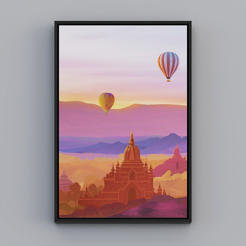 Kibaki modern living room single vertical black frame landscape 43x63cm landscape decoration painting qy236-x-2