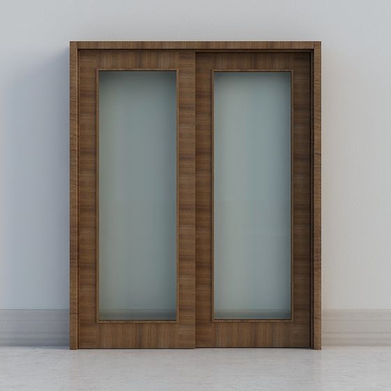 Elegant Glass and Wood Door 3D model