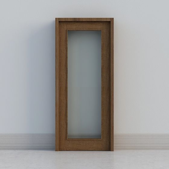 Stylish Glass Wood Frame Door 3D model