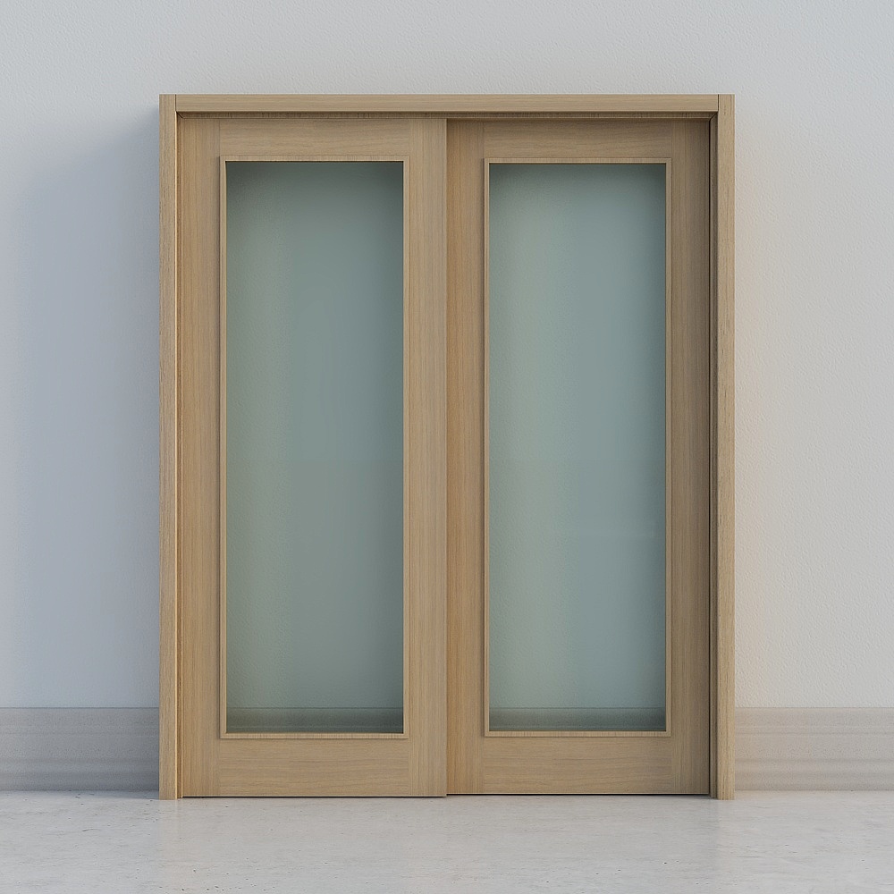 modern wooden windowed door