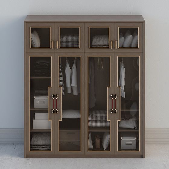 Stylish Wardrobe 3D Model with Modern Minimalism