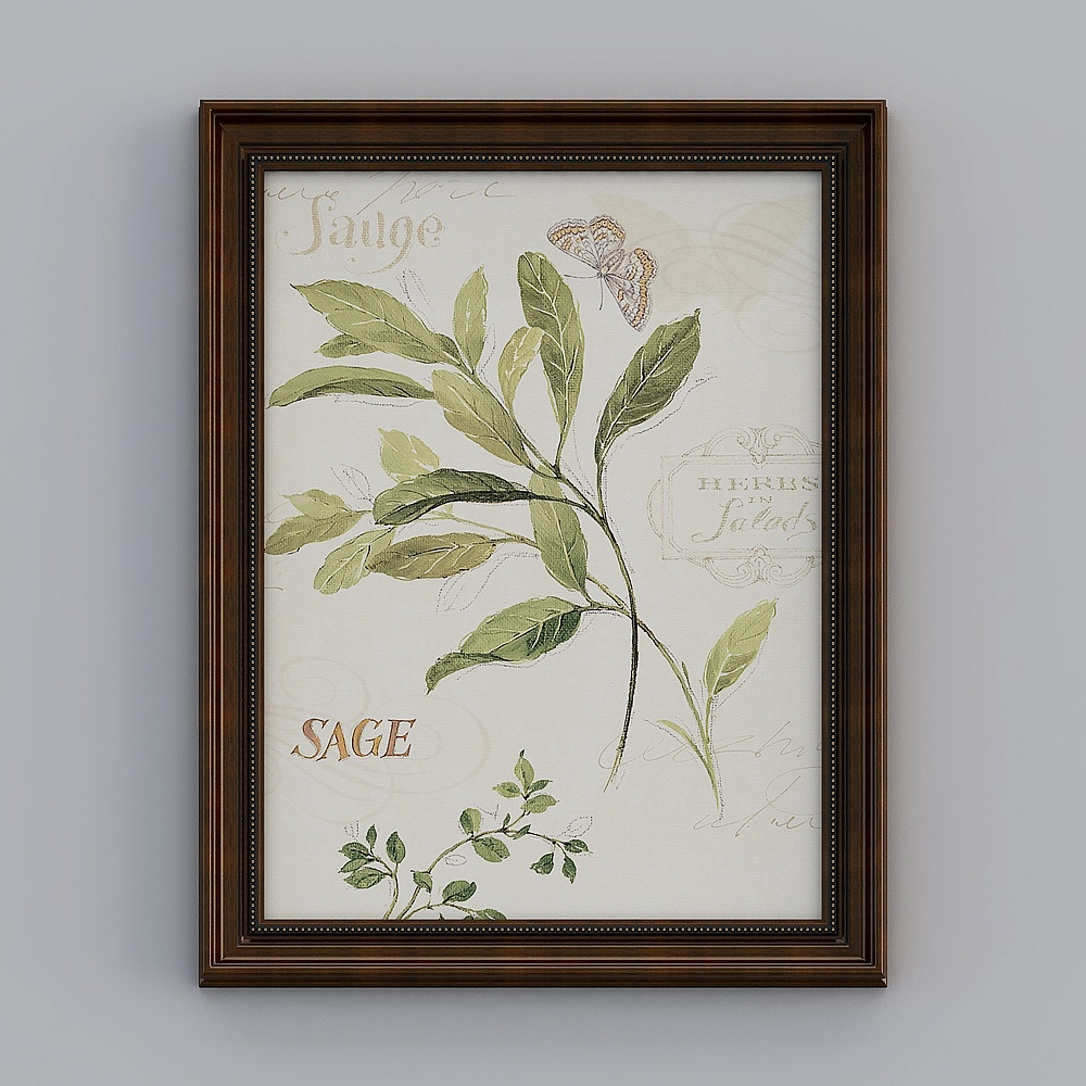 Vintage Sage Poster 3D model