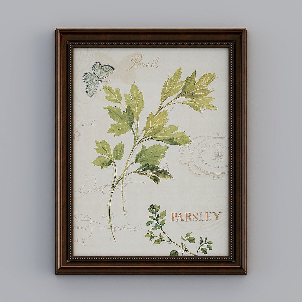 Elegant Parsley Plant Wall Art 3D Model