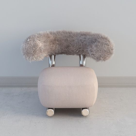 Furry Comfort Stool 3D model for Modern Spaces
