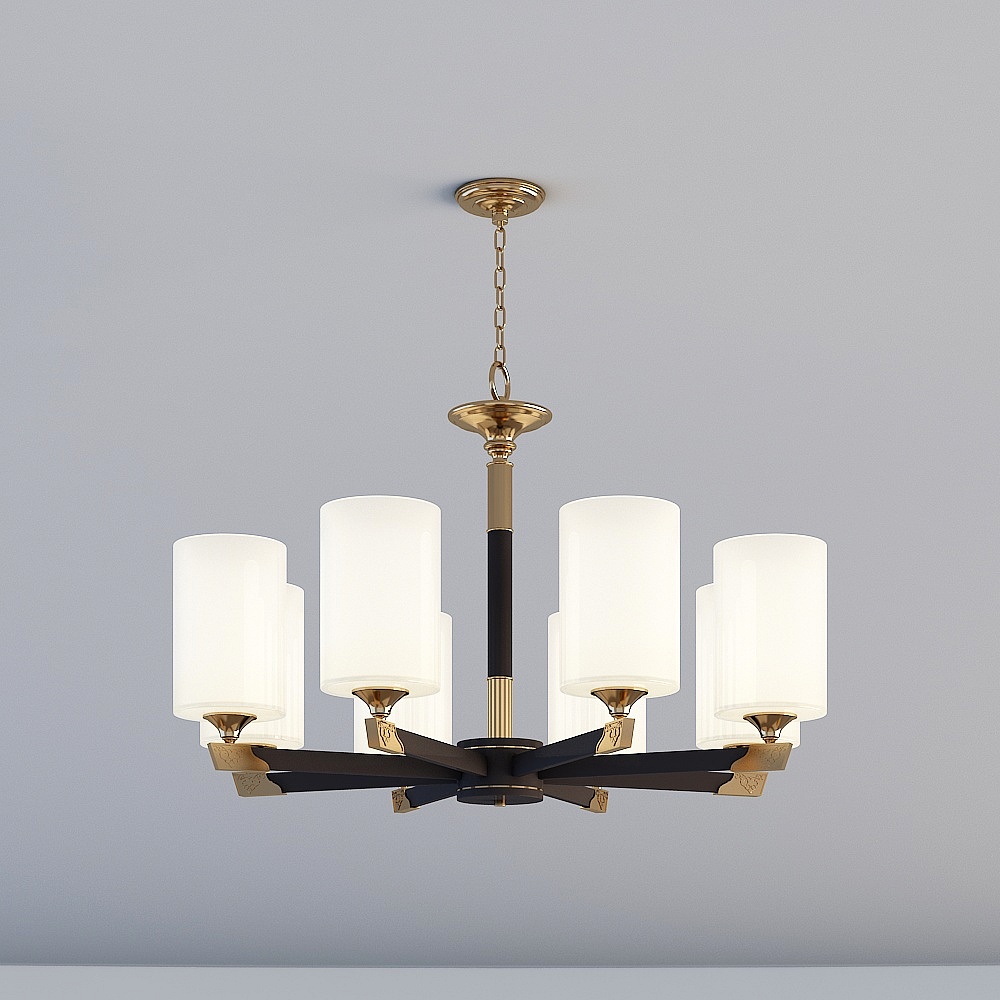 3D lights are all KB-New Chinese Guest Restaurant Bedroom Xuanguan All Copper Glass Chandelier-6022-8