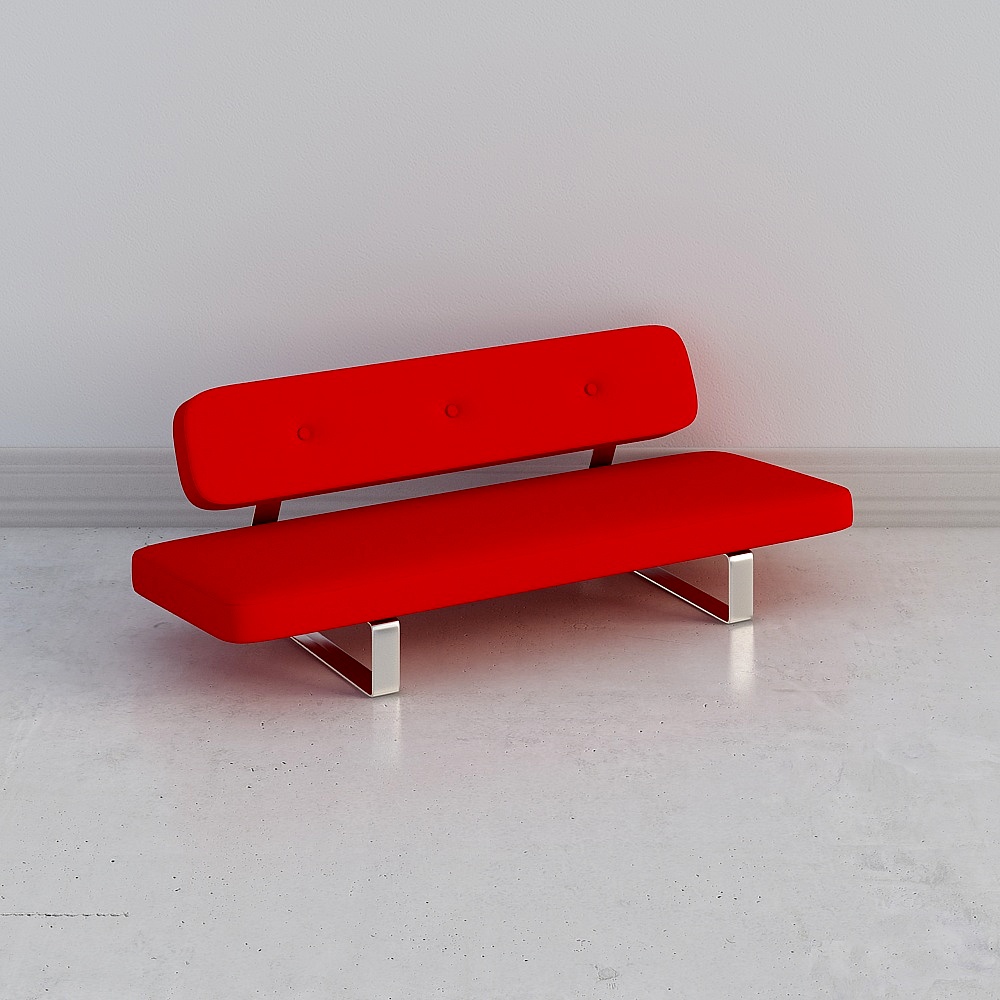 Modern Red Long Bench 3D model