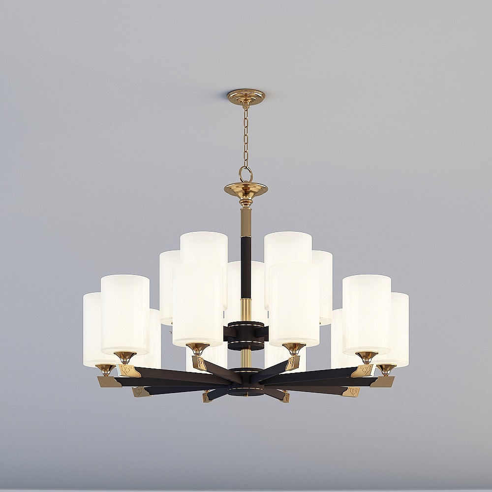 3D lights are all KB-New Chinese Guest Restaurant Bedroom Xuanguan All Copper Glass Chandelier-6022-15