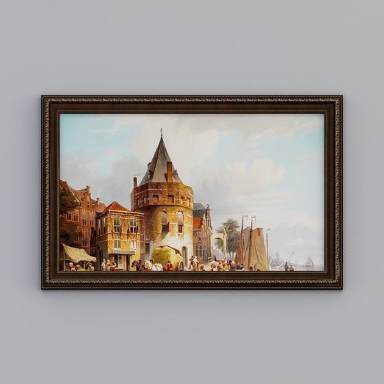 Historical Old Town Harbor 3D model for Creative Projects