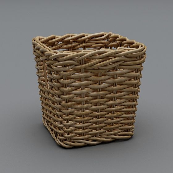 Traditional Wicker Basket 3D model