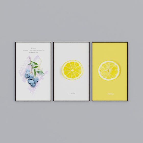 Vibrant Fruit Art Frame 3D model