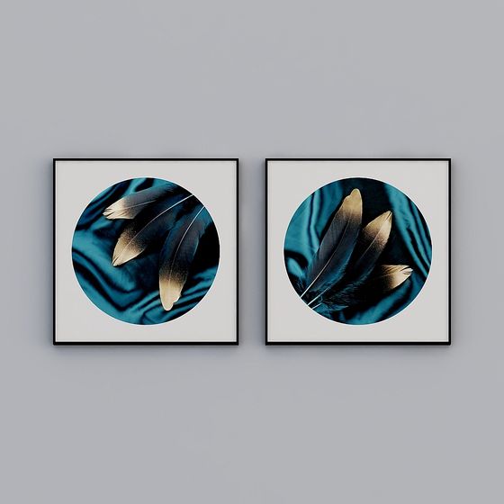 Chic Decorative Painting 3D Model in Black