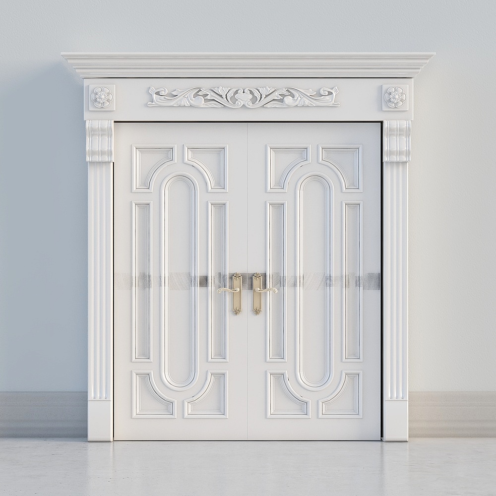 traditional white double door