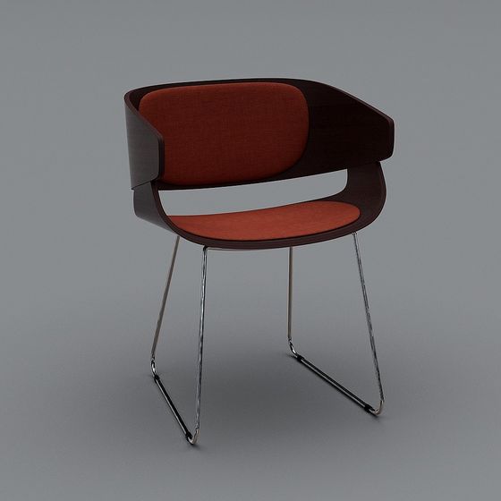 Elegant Low-Poly 3D Chair Model with Warm Accents