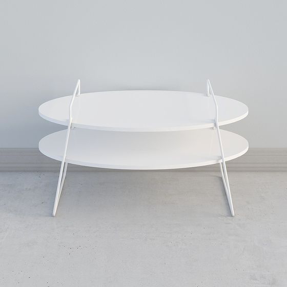Elegant Oval Double-Decker Coffee Table 3D model