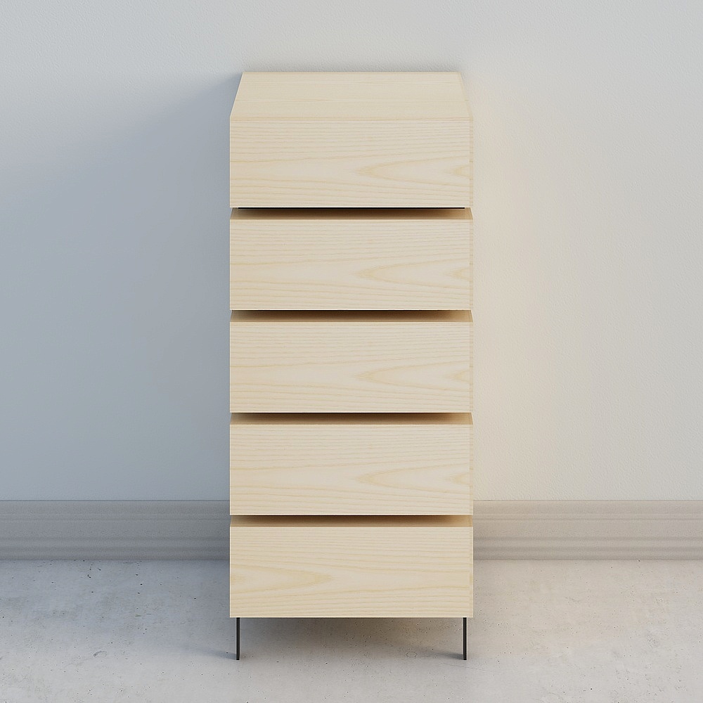 Minimalist Wooden Drawer Cabinet 3D Model