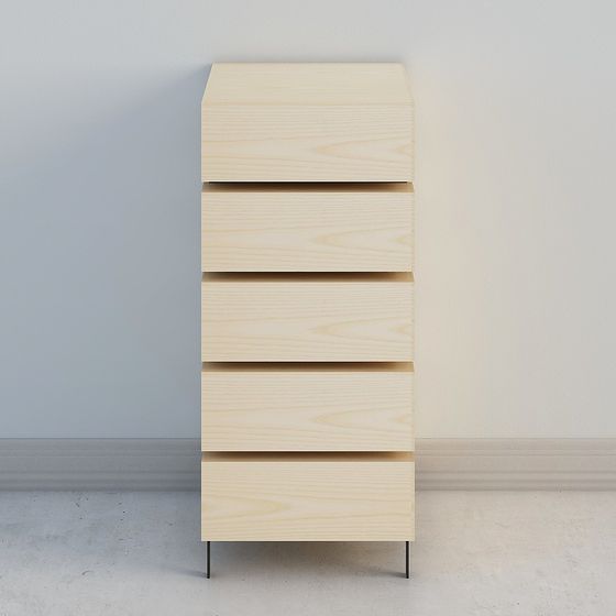 Minimalist Wooden Drawer Cabinet 3D Model