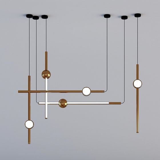 Sleek Low-Poly Hanging Lamp 3D model