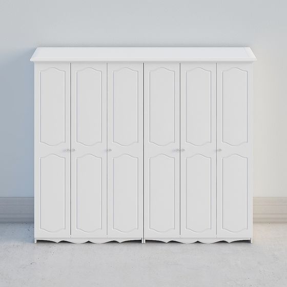 Elegant White Wardrobe 3D model for Modern Interiors
