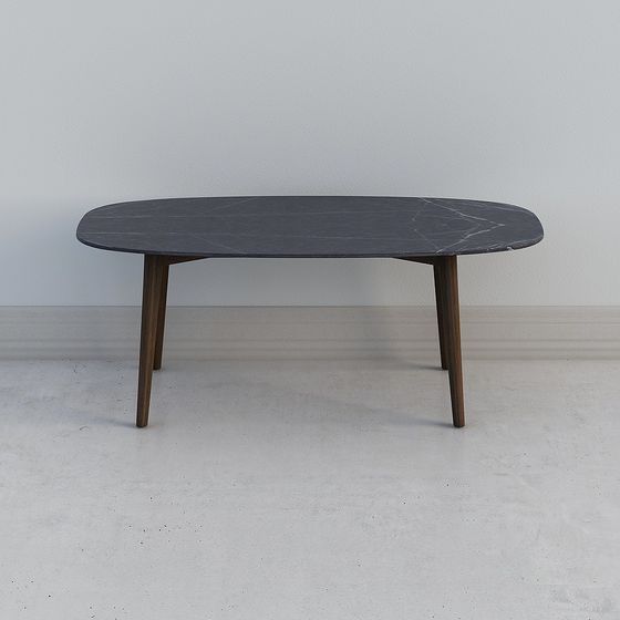 Chic Oval Marble Dining Table 3D model for Modern Interiors