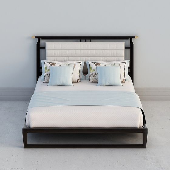 Stylish Minimalist Bed Frame 3D Model for Modern Interiors