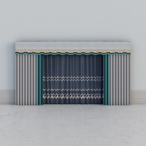 Stylish Industrial Pleated Curtain 3D model for Modern Spaces