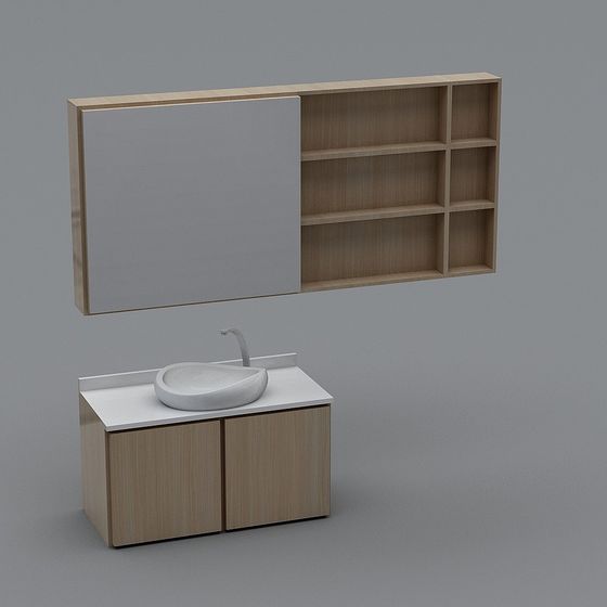 Minimalist Bathroom Vanity 3D model Design