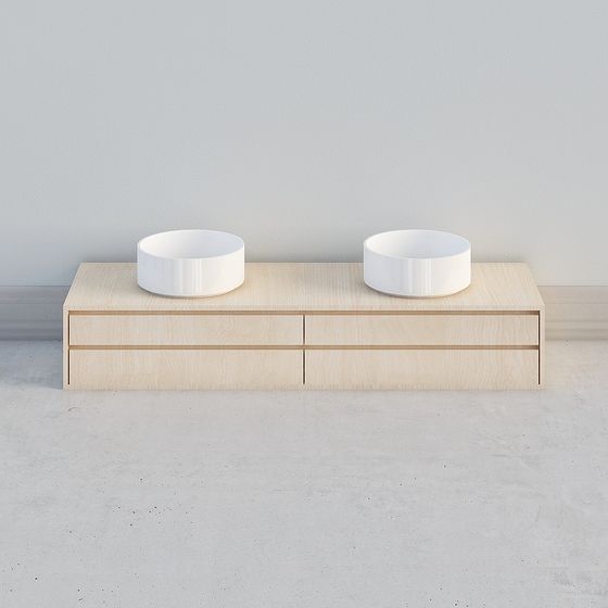 Double Bowl Storage Cabinet 3D model