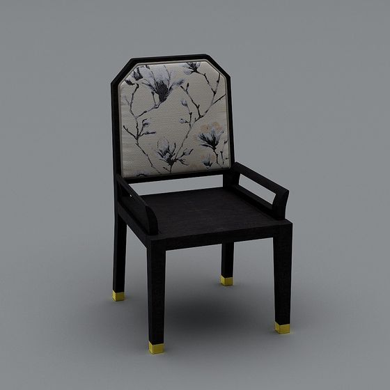 Stylish 3D Chair Model with Floral Accents