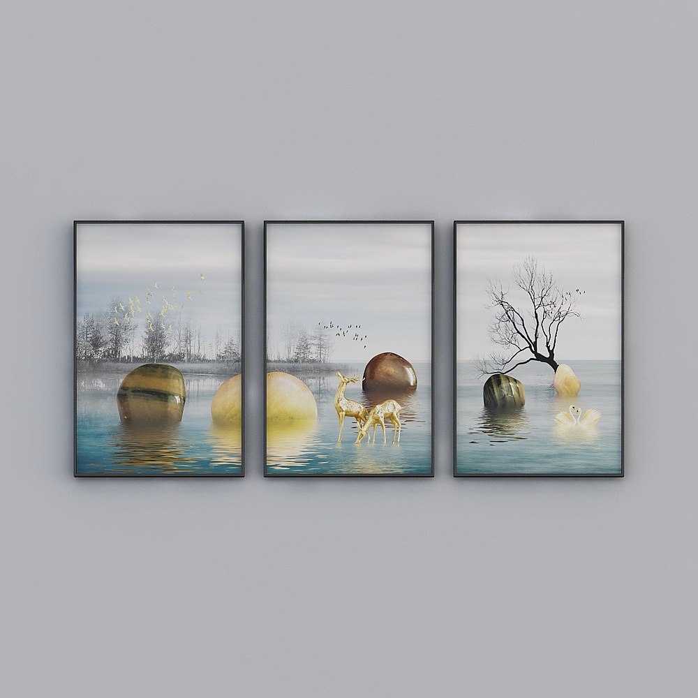Glorious Fine Painting - Simple Modern -C-21230-1-2-3-Landscape Decoration Painting
