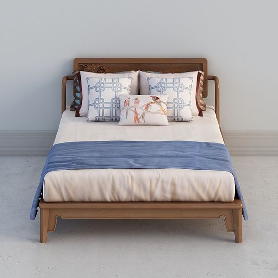 Stylish Low-Poly Bed Frame 3D model