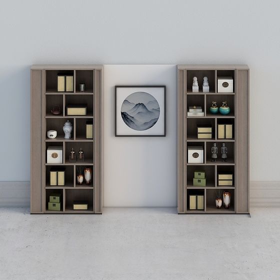 Zen-Inspired Bookshelf 3D Model for Creative Spaces