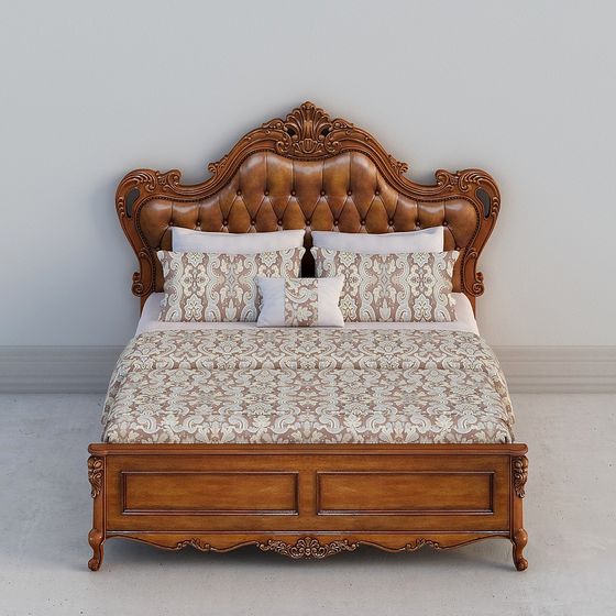 Elegant 3D Bed Model Blending Classic and Modern Styles