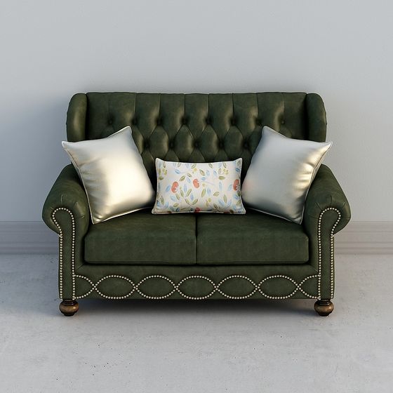 Vintage Olive Green Sofa 3D model