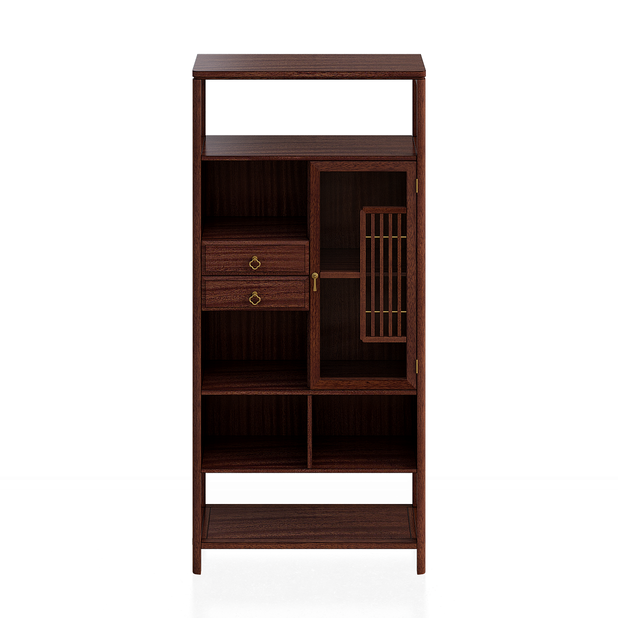 Urban Elegance Bookshelf 3D Model – Wood & Glass Design