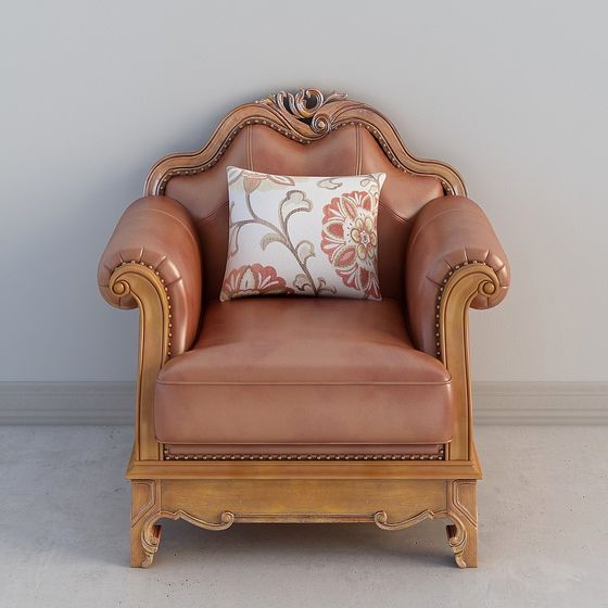 Elegant Vintage Leather Chair 3D model