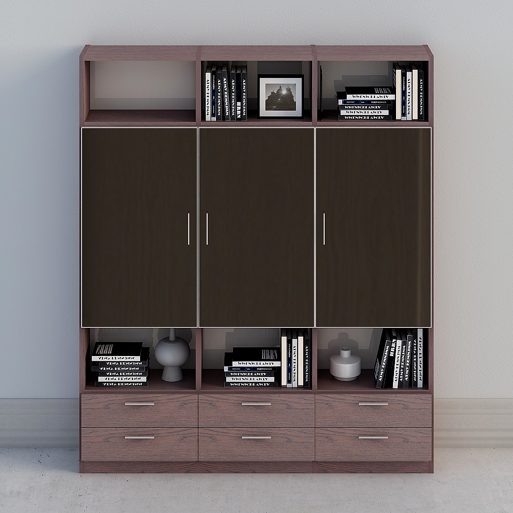 Bibliothèque avec trois portes c 014