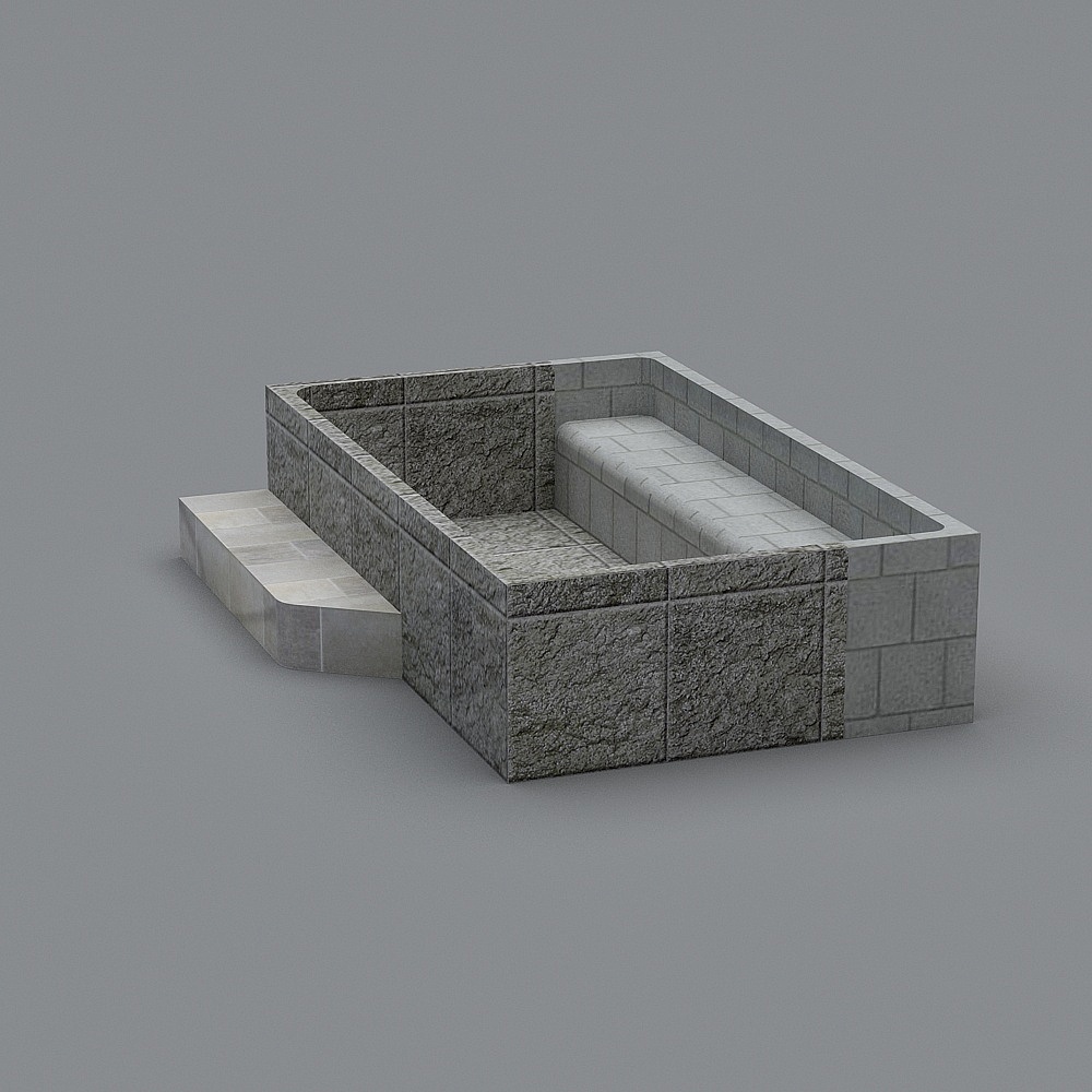 Modern Stone Bench 3D model for Urban Spaces