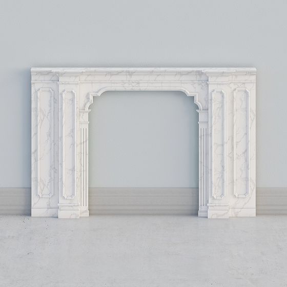 Elegantly Designed Marble Fireplace 3D model