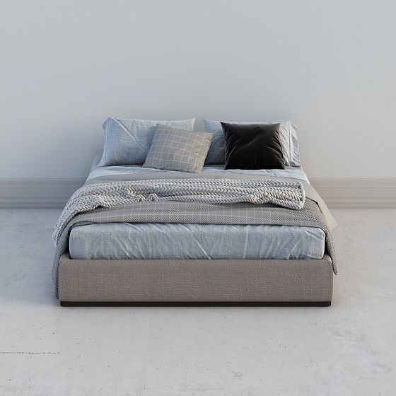 Elegant Low-Poly Bed 3D Model for Modern Interiors