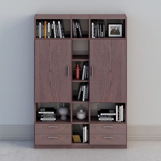 Stylish Low-Poly Bookshelf 3D model