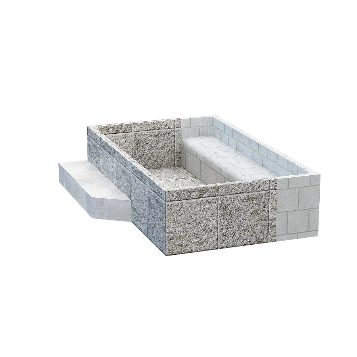 Modern Stone Bench 3D Model – Realistic Urban Seating