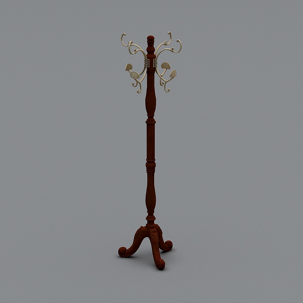 Elegant Low-Poly Coat Rack 3D Model