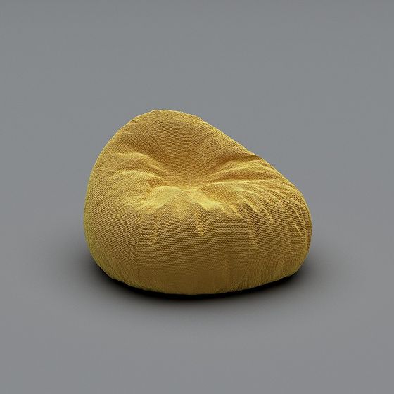 Stylish Fabric Sofa Stool 3D Model in Yellow and Black