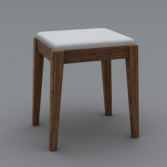 Stylish Wooden Makeup Stool 3D model