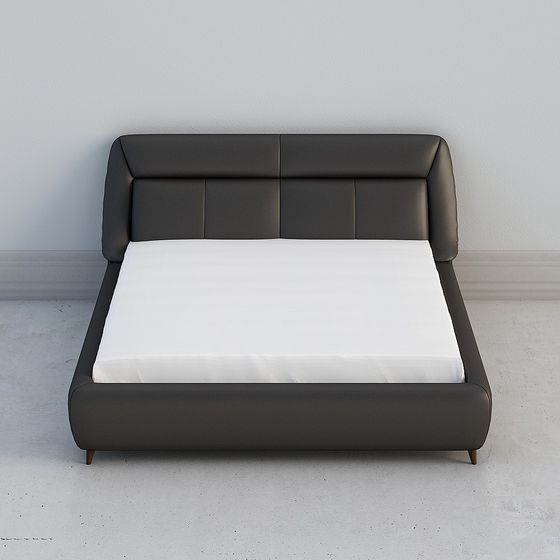 Modern Low-Polygon 3D Bed Frame Model