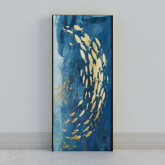 Fish School Mural 3D Model for Stunning Ocean Decor