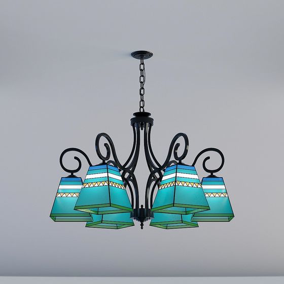 Stylish Low-Polygon Pendant Light 3D model for Modern Interiors