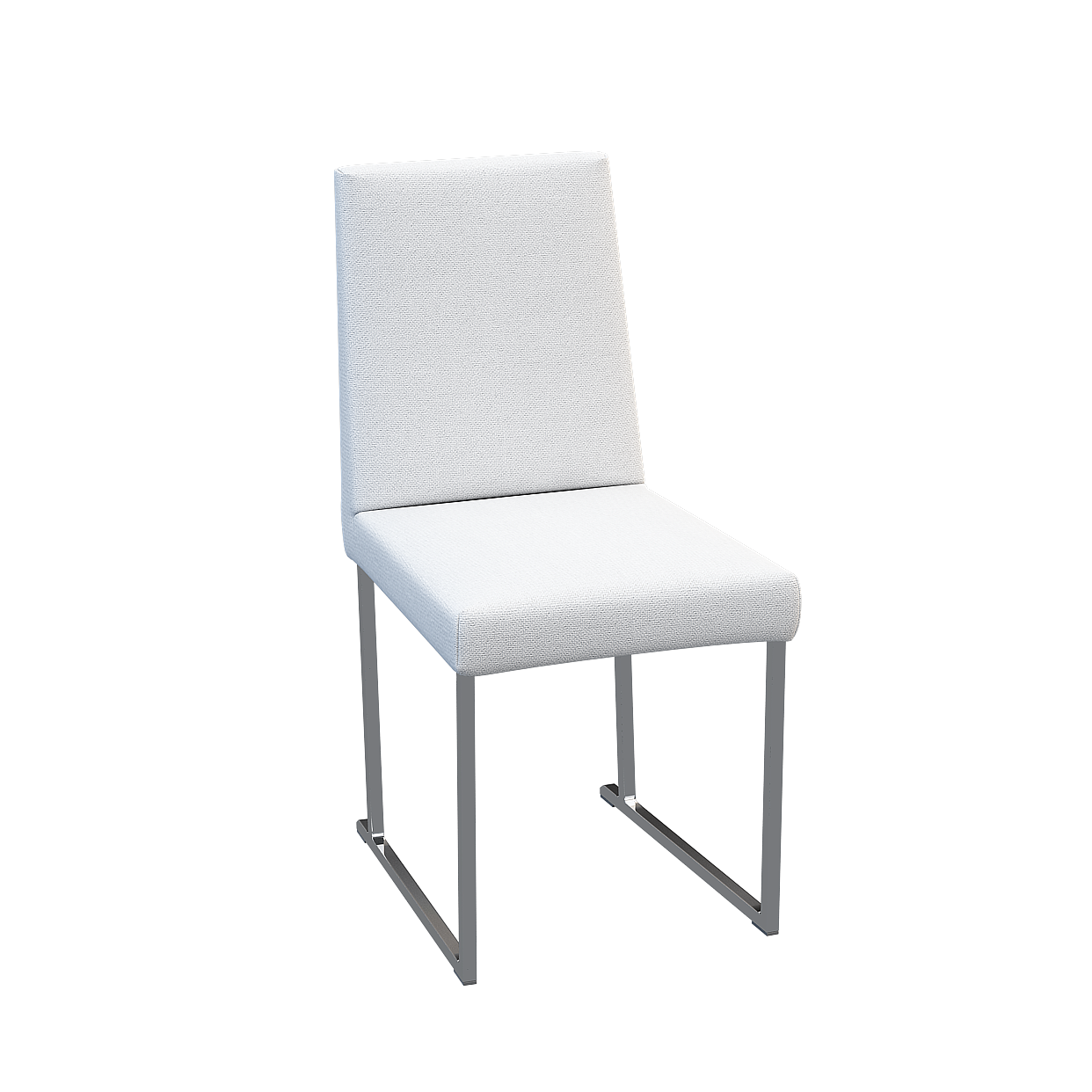 Elegant Modern Low-Poly Chair 3D Model – Gray Fabric & Metal