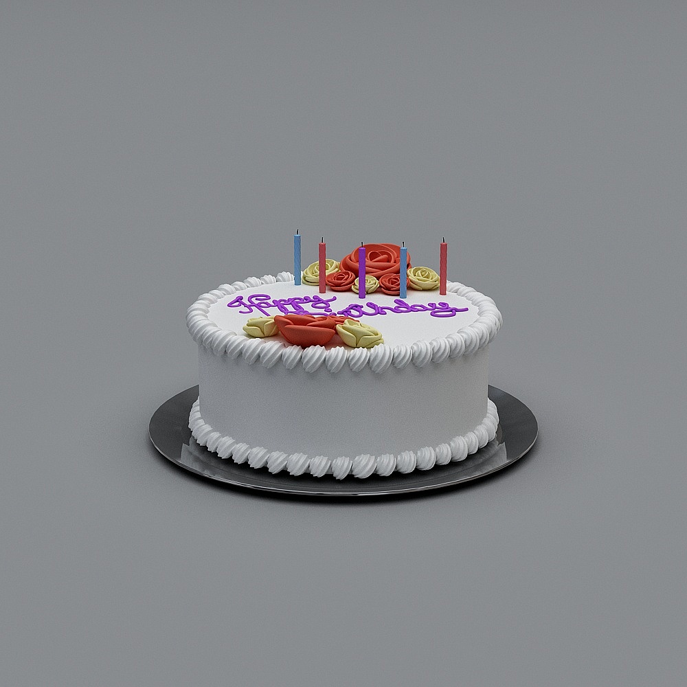 Delightful Birthday Cake 3D model